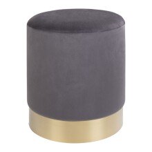Pouf >Gamby< in Grau, Velour - 34x43x34cm (BxHxT)