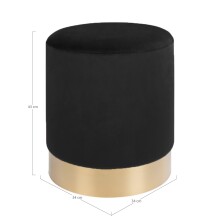 Pouf >Gamby< in Schwarz, Velour - 34x43x34cm (BxHxT)