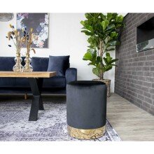 Pouf >Gamby< in Schwarz, Velour - 34x43x34cm (BxHxT)