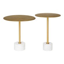 Beistelltisch >Lecco< in Messing, Marmor - 51x52x51cm (BxHxT)