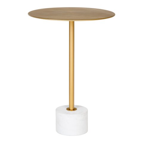 Beistelltisch >Lecco< in Messing, Marmor - 41x58x41cm (BxHxT)