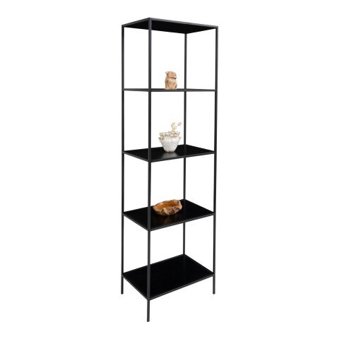 Bücherregal >Vita< in Schwarz, Melamin - 51x170x36cm (BxHxT)