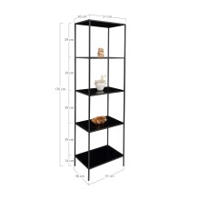 Bücherregal >Vita< in Schwarz, Melamin - 51x170x36cm (BxHxT)