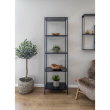 Bücherregal >Vita< in Schwarz, Melamin - 51x170x36cm (BxHxT)