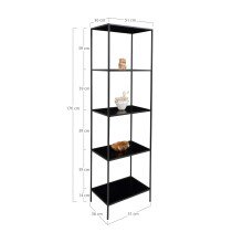 Bücherregal >Vita< in Schwarz, Melamin - 51x170x36cm (BxHxT)
