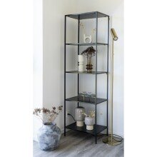 Bücherregal >Vita< in Schwarz, Melamin - 51x170x36cm (BxHxT)