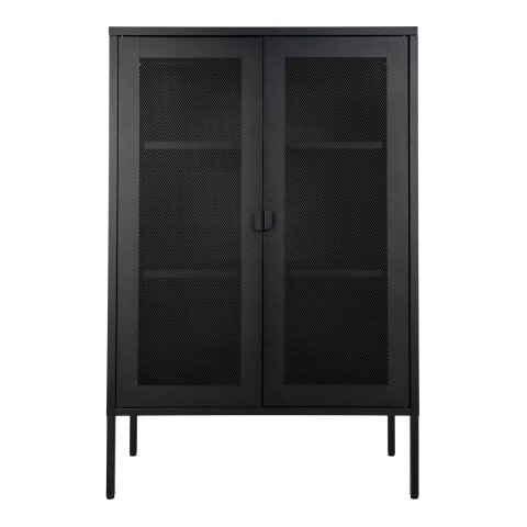 Standvitrine >Melbourne< in Schwarz, Stahl - 80x120x40cm (BxHxT)