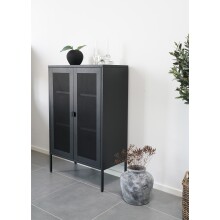 Standvitrine >Melbourne< in Schwarz, Stahl - 80x120x40cm (BxHxT)