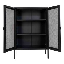 Standvitrine >Melbourne< in Schwarz, Stahl - 80x120x40cm (BxHxT)