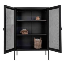 Standvitrine >Melbourne< in Schwarz, Stahl - 80x120x40cm (BxHxT)