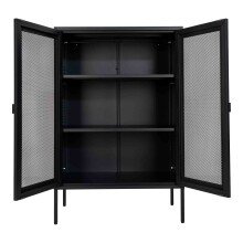 Standvitrine >Melbourne< in Schwarz, Stahl - 80x120x40cm (BxHxT)