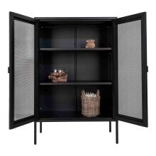Standvitrine >Melbourne< in Schwarz, Stahl - 80x120x40cm (BxHxT)