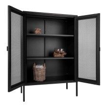 Standvitrine >Melbourne< in Schwarz, Stahl - 80x120x40cm (BxHxT)