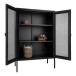 Standvitrine >Melbourne< in Schwarz, Stahl - 80x120x40cm (BxHxT)