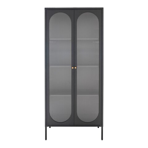 Standvitrine >Adelaide< in Schwarz, Metall - 80x180x35cm (BxHxT)