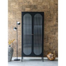 Standvitrine >Adelaide< in Schwarz, Metall - 80x180x35cm (BxHxT)