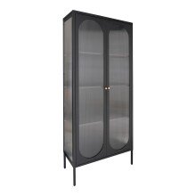 Standvitrine >Adelaide< in Schwarz, Metall - 80x180x35cm (BxHxT)