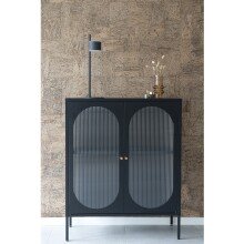 Standvitrine >Adelaide< in Schwarz, Metall - 90x110x35cm (BxHxT)