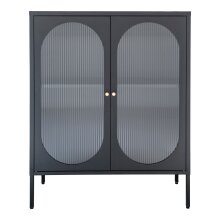 Standvitrine >Adelaide< in Schwarz, Metall - 90x110x35cm (BxHxT)