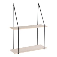 Wandregal >Haag< in Schwarz / Natur, Massivholz - 55x72x21cm (BxHxT)