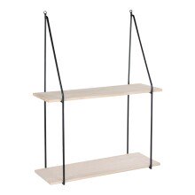 Wandregal >Haag< in Schwarz / Natur, Massivholz - 55x72x21cm (BxHxT)