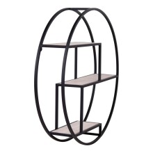 Wandregal >Rotterdam< in Schwarz / Natur, Massivholz - 62x14x62cm (BxHxT)