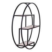 Wandregal >Rotterdam< in Schwarz / Natur, Massivholz - 62x14x62cm (BxHxT)