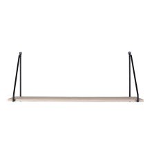 Wandregal >Arnhem< in Schwarz / Natur, Massivholz - 65x27x17cm (BxHxT)