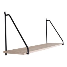 Wandregal >Arnhem< in Schwarz / Natur, Massivholz - 65x27x17cm (BxHxT)