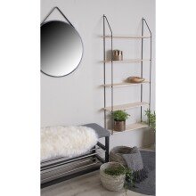 Wandregal >Eindhoven< in Schwarz / Natur, Massivholz - 65x145x17cm (BxHxT)