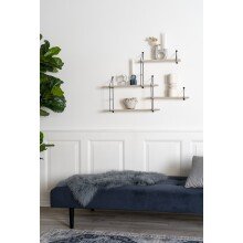 Wandregal >Harlem< in Schwarz / Natur, Massivholz - 99x62x17,5cm (BxHxT)