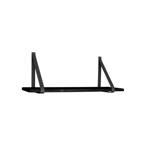 Wandregal >Forno< in Schwarz, Massivholz - 80x2x20cm (BxHxT)