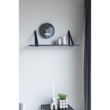Wandregal >Forno< in Schwarz, Massivholz - 80x2x20cm (BxHxT)
