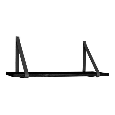 Wandregal >Forno< in Schwarz, Massivholz - 120x2x20cm (BxHxT)