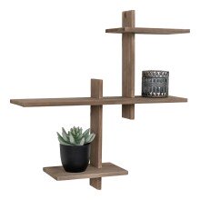 Wandregal >Gavi< in Hellbraun, Massivholz - 55x60x15cm (BxHxT)