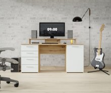 Schreibtisch >Net< in Artisan Eiche und Hellgrau - 145x90,7x60cm (BxHxT)