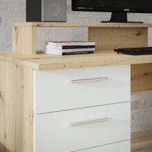 Schreibtisch >Net< in Artisan Eiche und Hellgrau - 145x90,7x60cm (BxHxT)