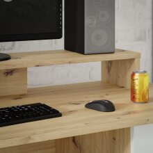 Schreibtisch >Net< in Artisan Eiche und Hellgrau - 145x90,7x60cm (BxHxT)
