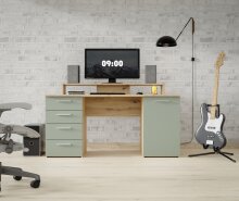 Schreibtisch >Net< in Artisna Eiche und salbei - 145x90,7x60cm (BxHxT)