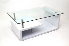 Couchtisch >2/102-11< in Weiß HG, Glas -...