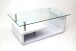 Couchtisch >2/102-11< in Weiß HG, Glas - 110x40x65cm (BxHxT)