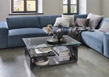 Couchtisch >2/102-23< in Marmor Optik dunkel, Glas - 110x40x65cm (BxHxT)