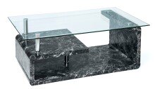 Couchtisch >2/102-23< in Marmor Optik dunkel, Glas - 110x40x65cm (BxHxT)