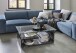Couchtisch >2/102-23< in Marmor Optik dunkel, Glas - 110x40x65cm (BxHxT)