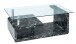 Couchtisch >2/102-23< in Marmor Optik dunkel, Glas - 110x40x65cm (BxHxT)