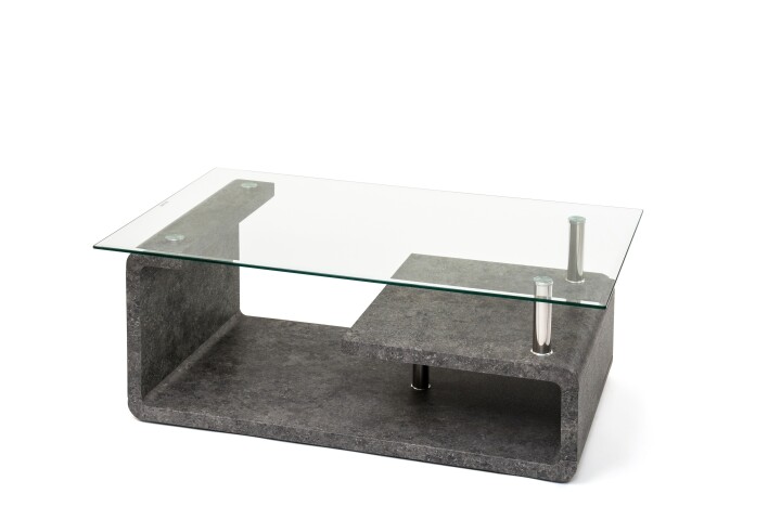 Couchtisch >2/102-30< in Stone Optik, Glas - 110x40x65cm (BxHxT)