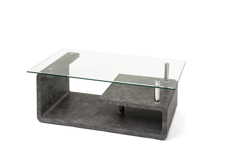 Couchtisch >2/102-30< in Stone Optik, Glas - 110x40x65cm (BxHxT)