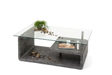 Couchtisch >2/102-30< in Stone Optik, Glas - 110x40x65cm (BxHxT)