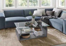 Couchtisch >2/102-30< in Stone Optik, Glas - 110x40x65cm (BxHxT)