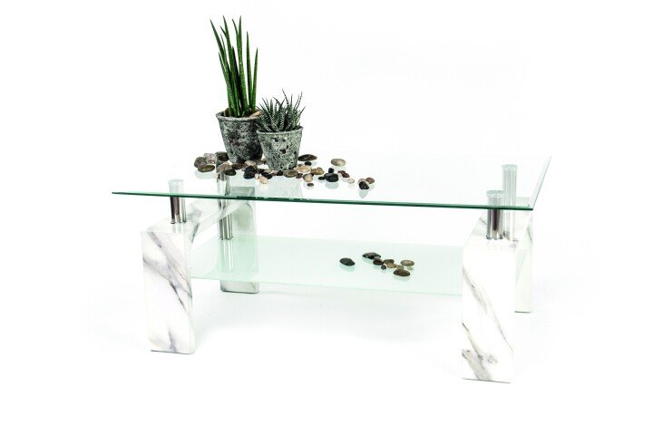 Couchtisch >126/302-19< in Marmor optik, MDF - 100x45x60cm (BxHxT)